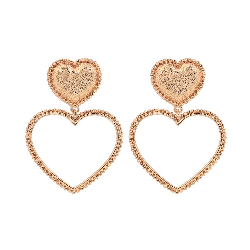 Gold Heart Statement Drop Earrings